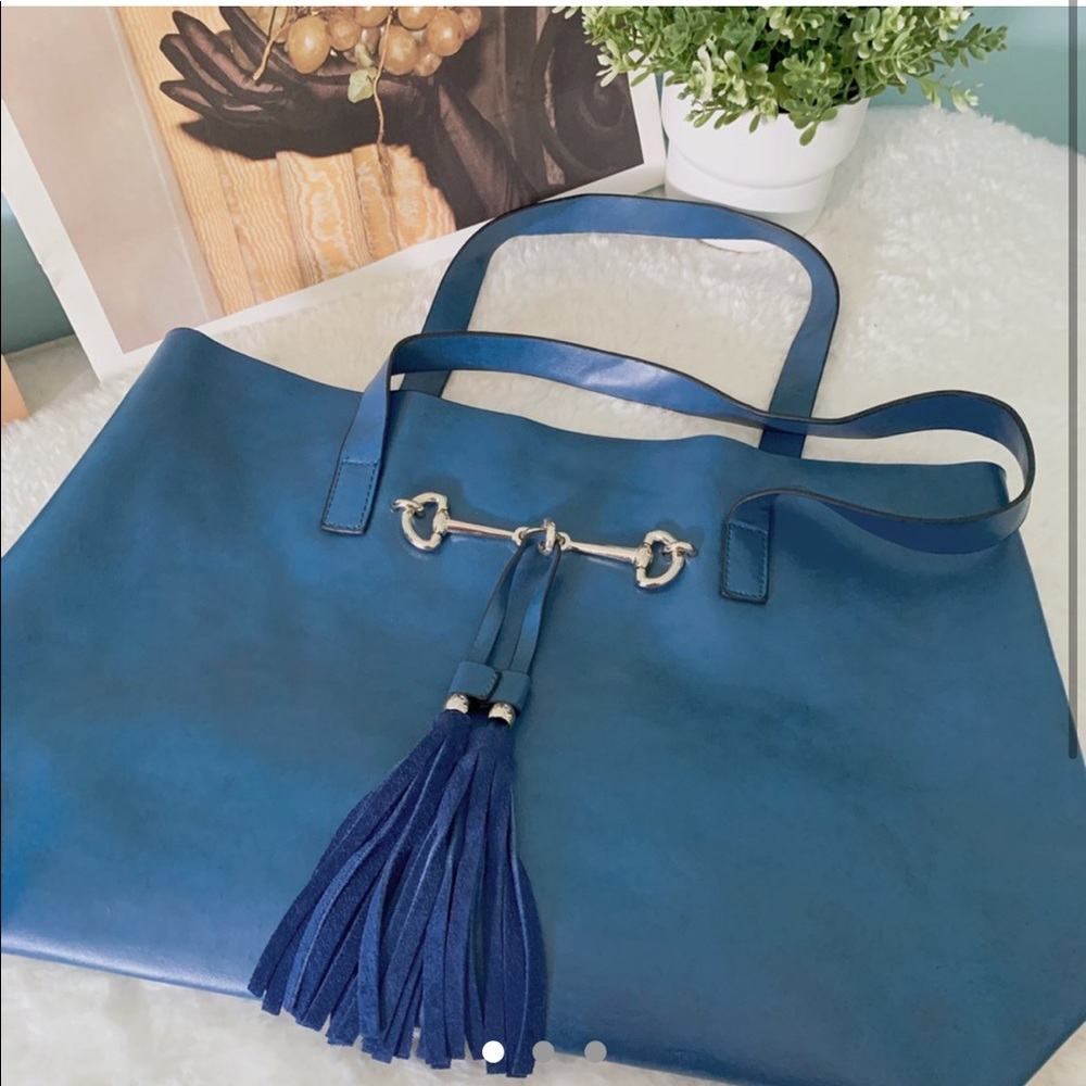 Blue Spacious Tote Bag